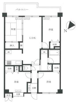 川口プリンスハイツ(4LDK/5階)の間取り写真