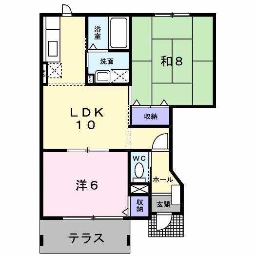 サンライズB(2LDK/1階)の間取り写真