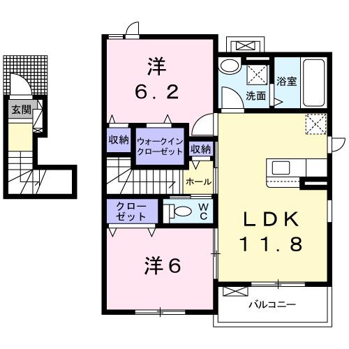 L&C MOCA I(2LDK/2階)の間取り写真