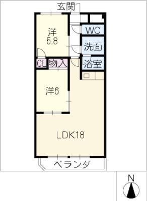 サンハイツ池場(2LDK/3階)の間取り写真