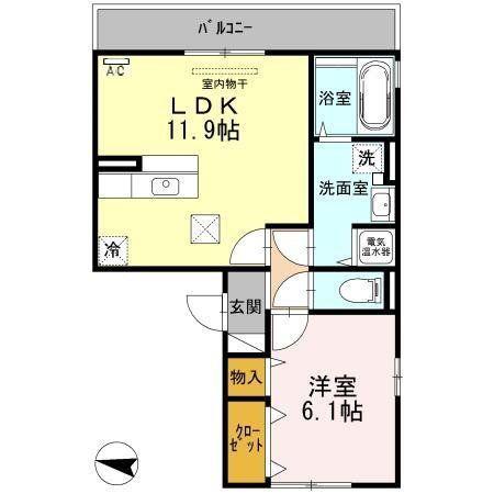 ロイヤルガーデン木場(1LDK/1階)の間取り写真