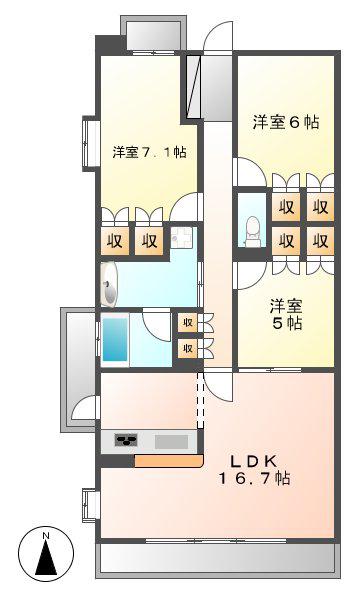 LASANTE東白壁(3LDK/12階)の間取り写真