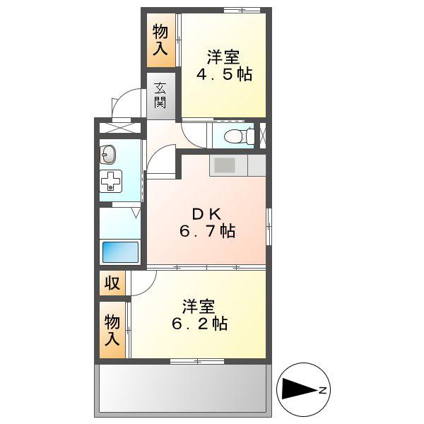 クレール大島(2DK/3階)の間取り写真
