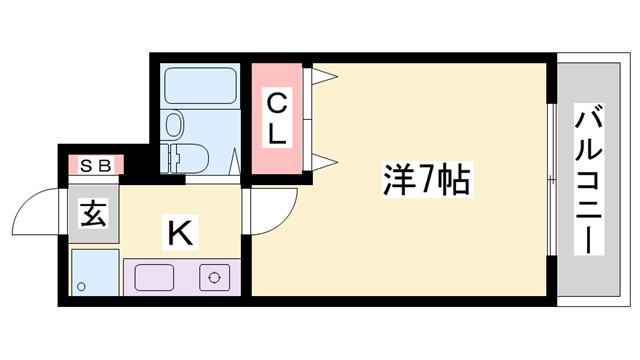 ジュネス城北新町II(1K/2階)の間取り写真