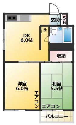 シェモア北沢(2DK/3階)の間取り写真