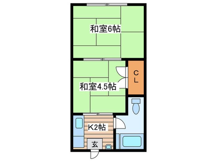 第二寿荘(2K/1階)の間取り写真