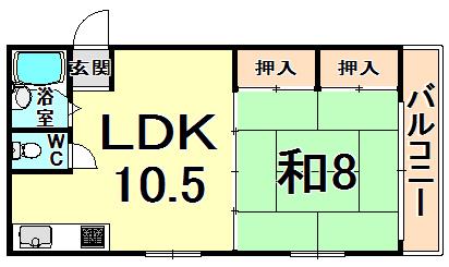 プレアール伊丹野間(1LDK/3階)の間取り写真