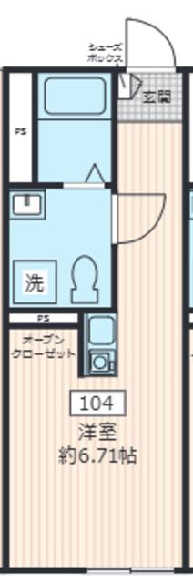 センターテラス(ワンルーム/1階)の間取り写真