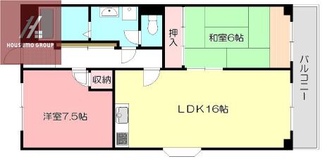 エステートあずま(2LDK/4階)の間取り写真