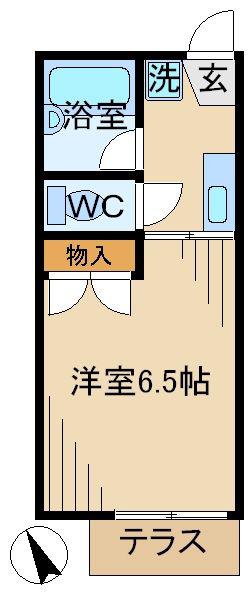 ハイツ向の岡(1K/2階)の間取り写真