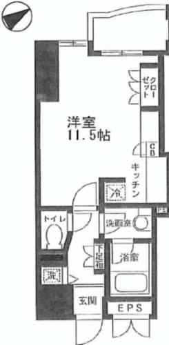 アクシア新宿御苑(ワンルーム/8階)の間取り写真