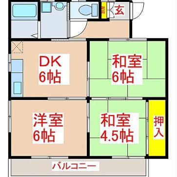 ハイツ優(3DK/2階)の間取り写真