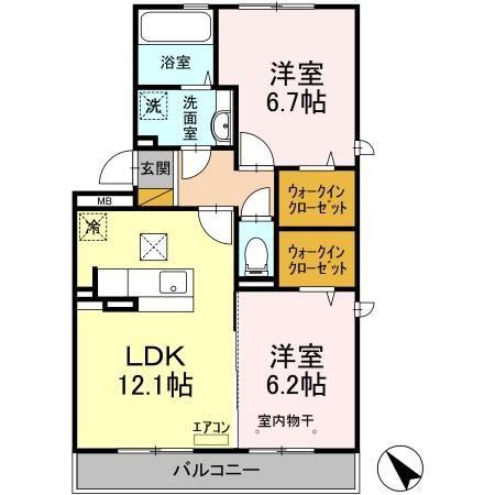 コモンシティハイツI(2LDK/1階)の間取り写真