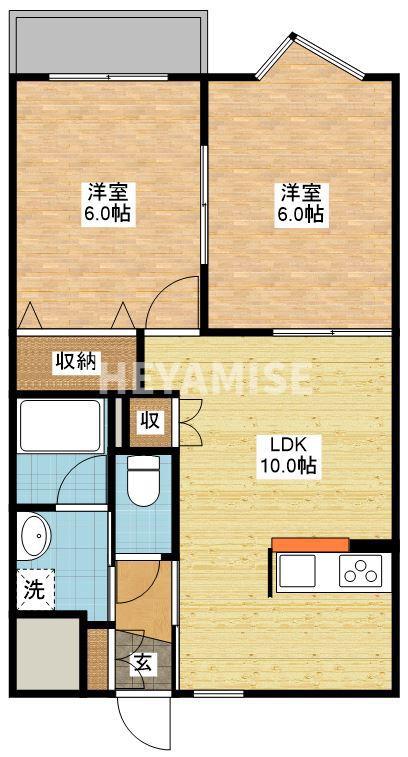 A-FLAT(2LDK/3階)の間取り写真