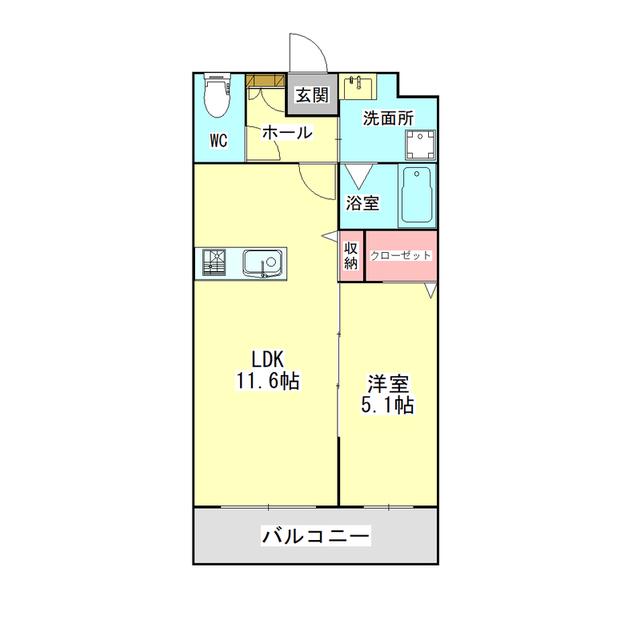 リシャール原水(1LDK/3階)の間取り写真