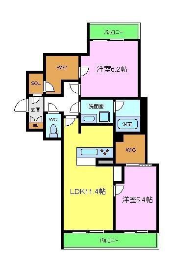 シャーメゾンセレナヴィラ(2LDK/3階)の間取り写真