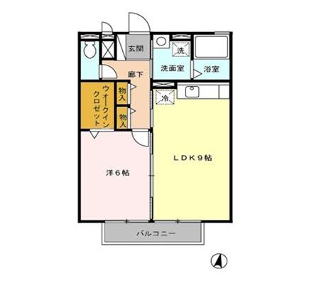 ハウディヴィラージュ(1LDK/2階)の間取り写真