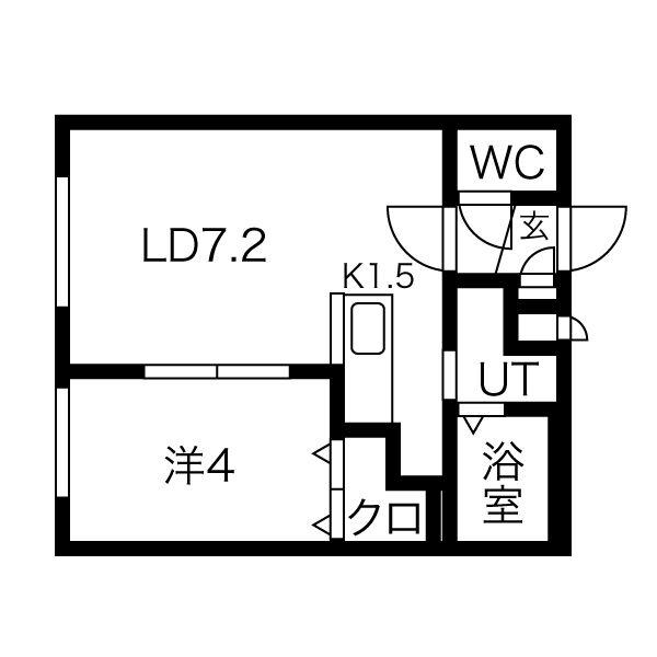 ラフィーネ静修学園前(1LDK/5階)の間取り写真
