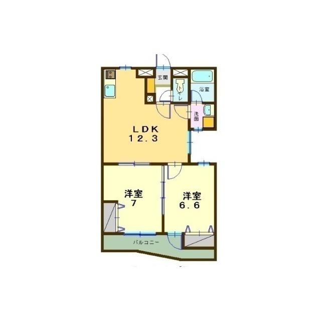ヴィブレ アトリオ(2LDK/1階)の間取り写真