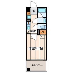 ライムレジデンス汐入(1K/4階)の間取り写真