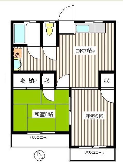 第2清見ハイツ(2DK/2階)の間取り写真