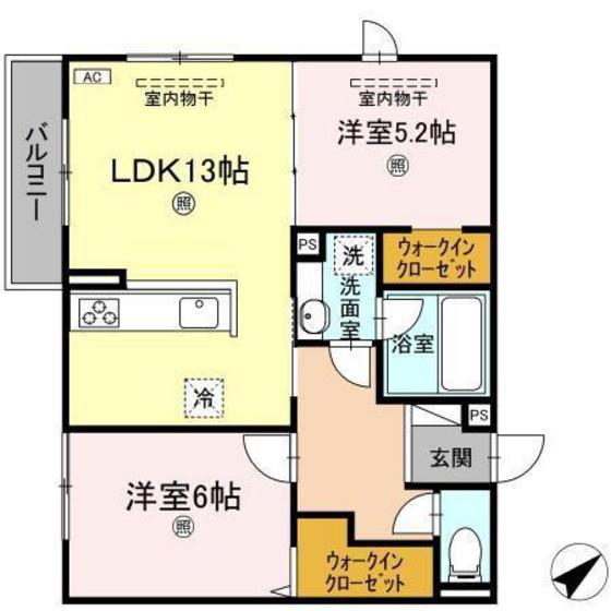ワイズ古市(2LDK/2階)の間取り写真