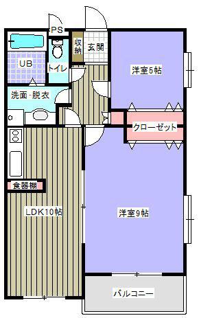 ベルックス(2LDK/3階)の間取り写真