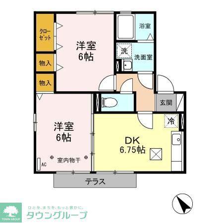 アーバン コート A/B/C/D(2DK/1階)の間取り写真
