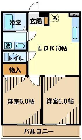 アムールムーン(2LDK/2階)の間取り写真
