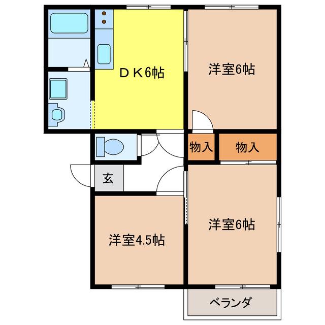 ジュネス92(3DK/2階)の間取り写真