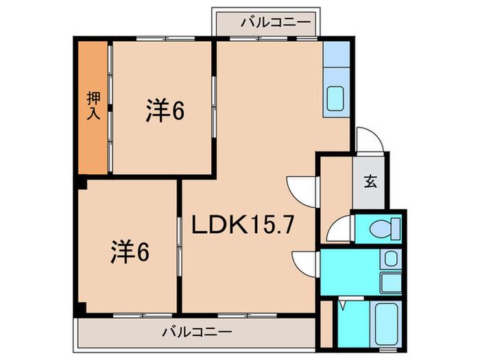 佐野マンションパートII(2LDK/3階)の間取り写真