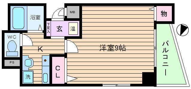 AVER新野田(1K/9階)の間取り写真