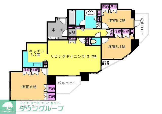 クリオ京王八王子ビサイド(3LDK/14階)の間取り写真