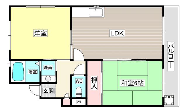セジュール甲東(2LDK/2階)の間取り写真