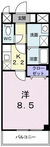 プリムローズ(1K/4階)の間取り写真