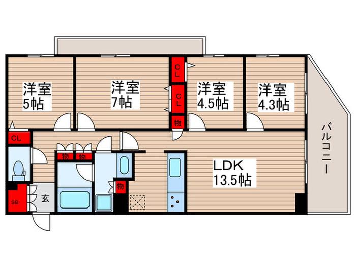 LIME RESIDENCE HIKIFUNE(4LDK/2階)の間取り写真