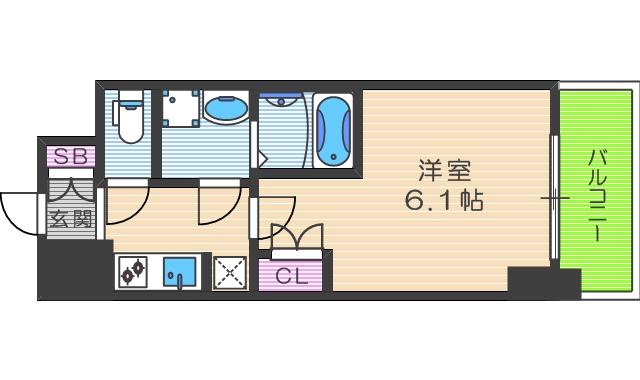 W-STYLE福島IIウィステリア(1K/2階)の間取り写真