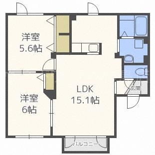 ハイムティアラ(2LDK/2階)の間取り写真
