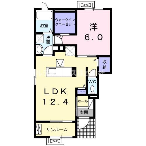 フェリスA(1LDK/1階)の間取り写真