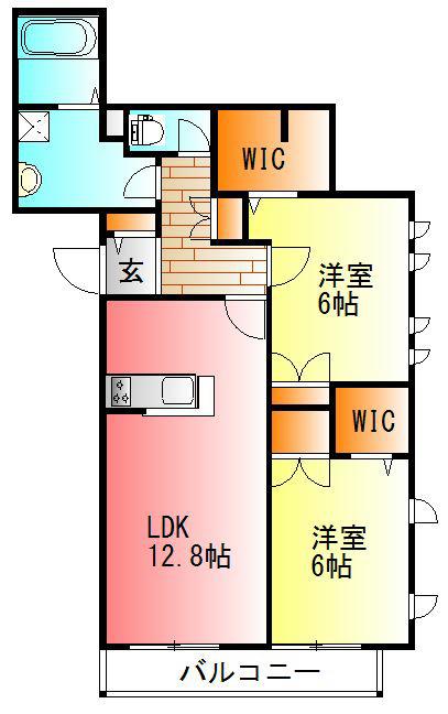 クレスト神谷(2LDK/2階)の間取り写真