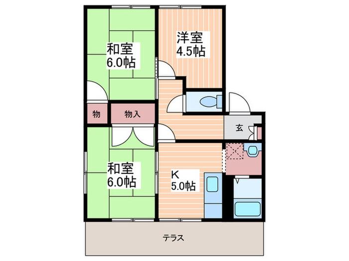フレグランス城山A(3K/1階)の間取り写真
