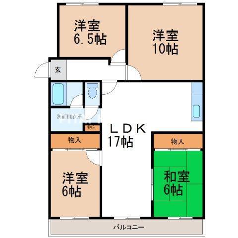 スカイブルー大山(4LDK/1階)の間取り写真
