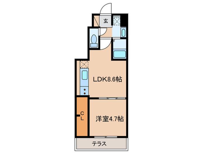 グラナーデ成城学園前B(1LDK/1階)の間取り写真