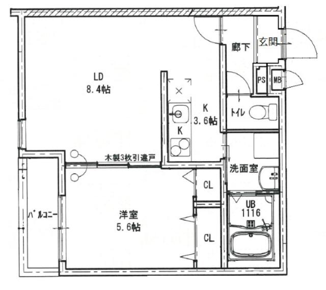 フジパレス旭城北(1LDK/2階)の間取り写真