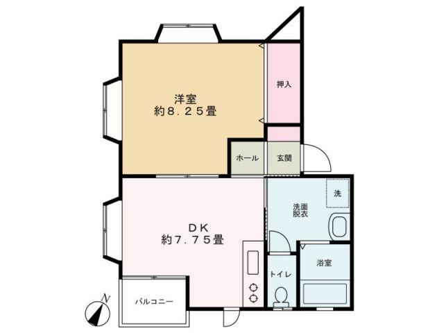 緑苑 ガーデンハイム(1DK/2階)の間取り写真