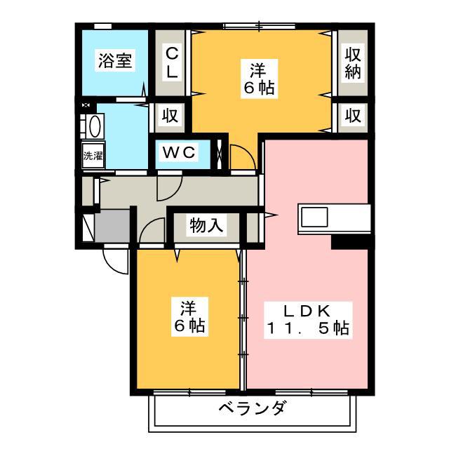 サンシャイン(2LDK/2階)の間取り写真