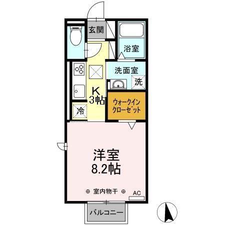 アザレア平野(1K/1階)の間取り写真