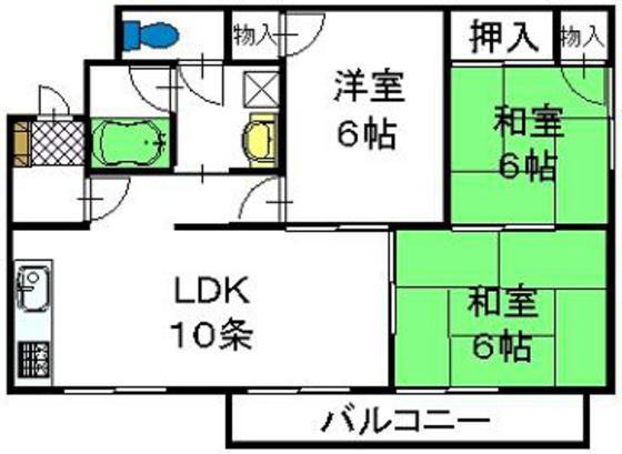 メゾン広本(3LDK/2階)の間取り写真