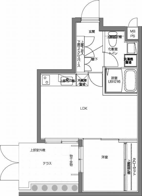 パティーナV代々木上原(1LDK/1階)の間取り写真