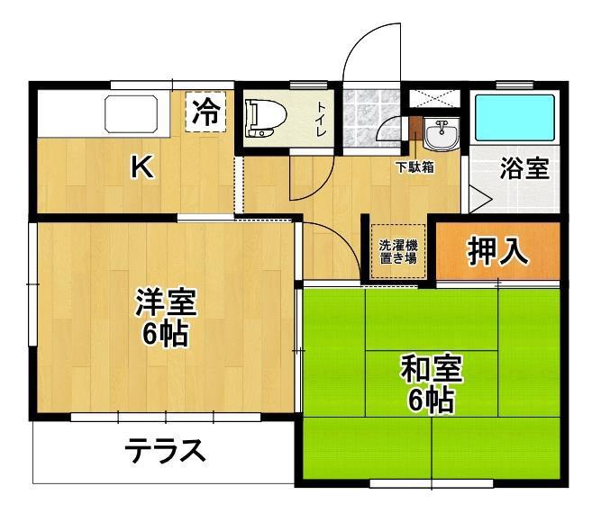 第二クニマコーポ(2K/1階)の間取り写真